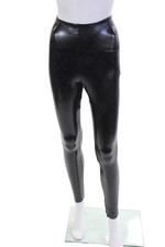 Commando Womens Snakeskin Print High Rise Leggings Black Size Extra Small