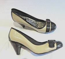 BEIGE & BLACK 1920s INSPIRED PATIENT COURT SHOES BY NEXT SIZE 6