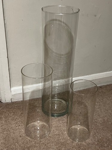 Glass hurricane lanterns set - glass,
