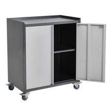Wheeled Metal 2 Door Office Filing Cabinet 2 Layers Steel File Storage Cupboard
