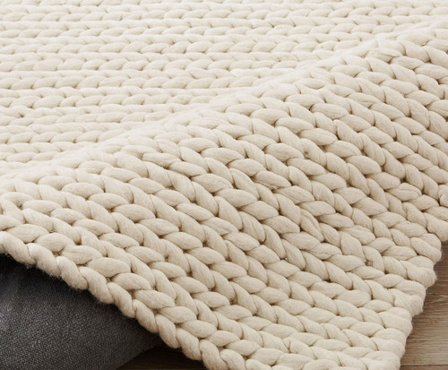 Handmade ivory beige wool area - handmade,