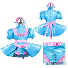 blue Sissy maid pvc dress