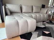 Corner Sofa Bed in Soft Ivory
