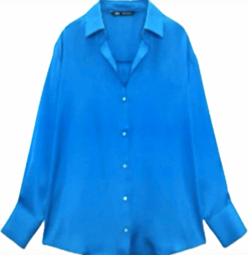 Zara blue satin long sleeve - zara,