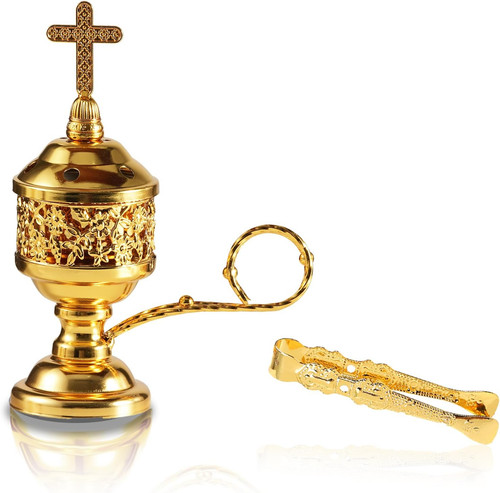 Gold incense burner with - burner,