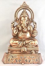 Ganesha large 38 cms Ganesh elephant face god Hinduism Bronze W/h Mouse statues