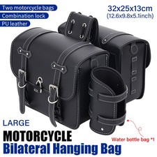 Motorcycle Waterproof Saddle Bags Leather w/Lock Cup Holder Tool Bags Pannier UK