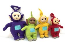 Golden Bear Teletubbies Complete Set X4 Plush Toys Open/ Close Eyes Vintage 1996