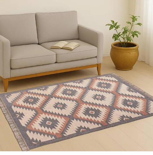 Wool jute kilim runner rug - kilim,