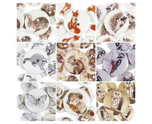 Cute wooden wildlife - cute, buttons