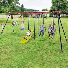 7-in-1 Kids Swing Set Heavy Duty Play Set Red