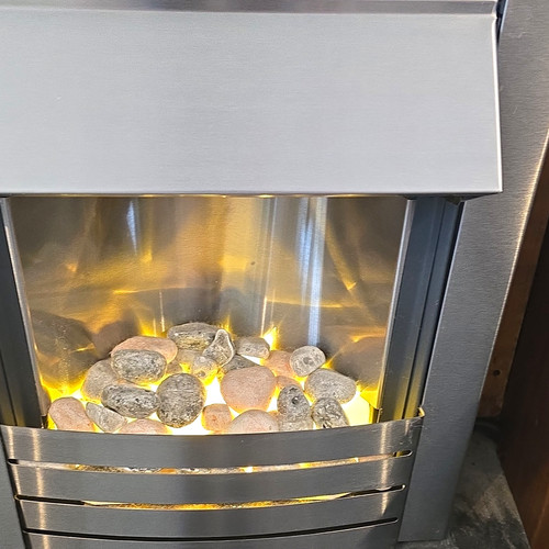Silver inset electric fire - electric,