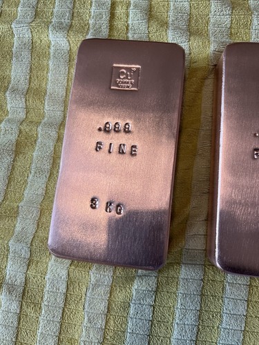 3kg copper ingot bar - bar,, sanded