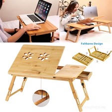 Laptop table notebook table bed table table foldable height adjustable bamboo wood.