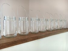 Hanging glass jar tea 1lb size light lantern candle holder wedding shabby chic 