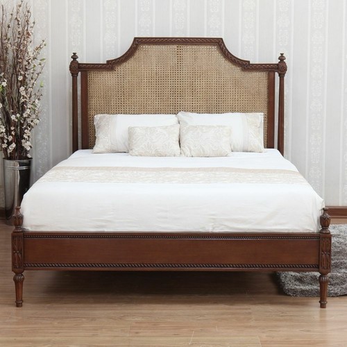 French rattan bed - rattan, solid