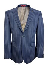 Mens Blazer Wool Jacket Regatta Boating Striped Stripe Blue Pinstripe Stretch