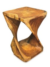 Teak Root Side Table Hand Carved Solid Wood Lamp Stool Furniture  Square Twisted