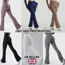 MOOSLOVER Legging Solid Ribbed Flared Seamless Legging UK