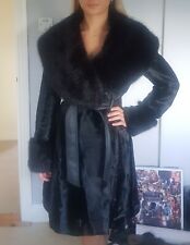 Karen Millen black knee length fur coat