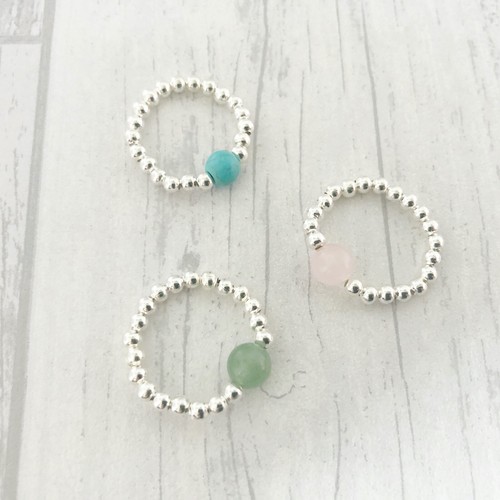 Gemstone ring stretch silver - gemstone,