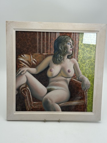 Framed oil nude - oil,