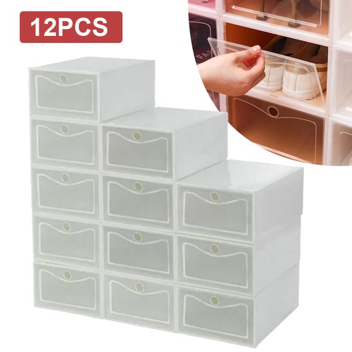 12x white plastic shoe storage - plastic,