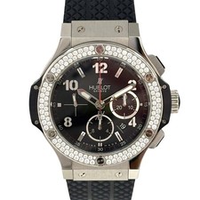 HUBLOT Big Bang Steel Diamond 301.SX.130.RX.114 Black Used Watch #10109