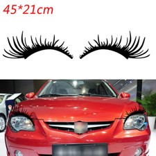 2X Car Vehicle Black Eyelashes Stripe Sticker Hood Smart Headlight Funny Eyelash