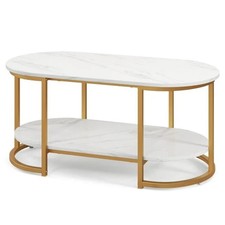 Marble Coffee Table with Open Storage Shelf