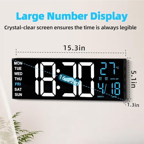 16in digital wall clock - 16in, with