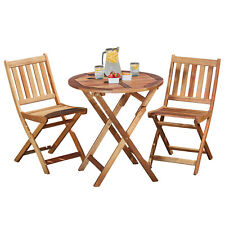 Garden life Wooden Bistro Furniture Set Outdoor Folding Patio Table and 2 Chairs