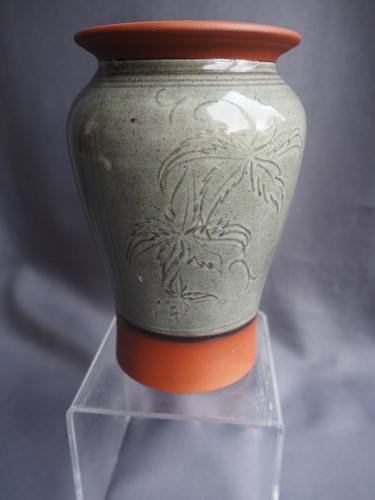 Celadon glazed terracotta vase