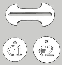 Removable Shopping Trolley Key / Token €1 & €2