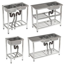 Catering Sink Commercial Kitchen Stainless Steel Single Double Bowl Drainer Unit