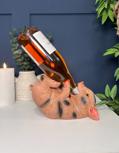 Pink pig guzzler wine bottle - pig,