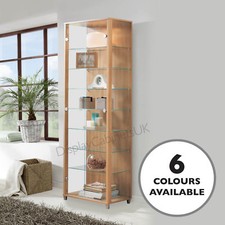 HOME Double 2 Door Glass Display Cabinet - In Colours Beech or Oak Effect