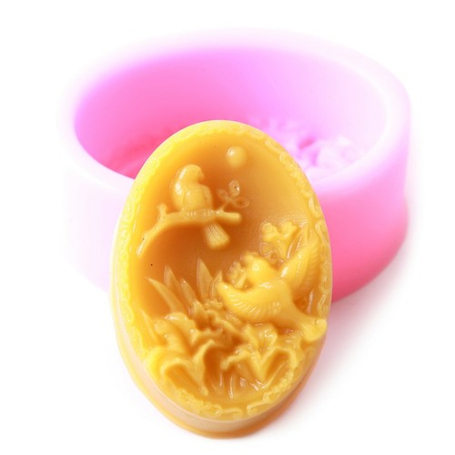 Birds oval silicone soap - silicone,