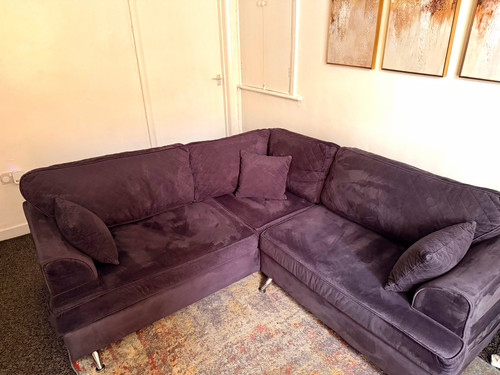 Blue velvet shaped corner - velvet, l-shaped