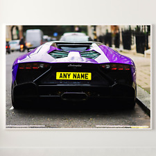 Custom Personalised Lamborghini license plate Car Poster Print Wall Art Decor