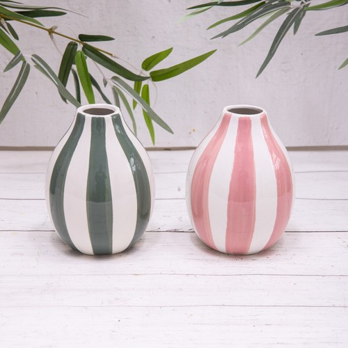 Striped vase pink green - vase, &