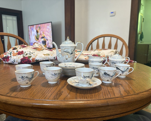 White gold ceramic dinner - gold,