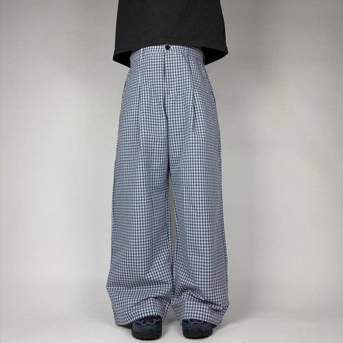 Blue plaid chequered wide - plaid, leg
