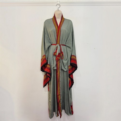 Recycled sari silk long kimono - recycled,