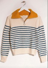 naf naf zip neck striped ecru