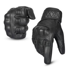 Motorcycle Riding Gloves – Men’s Leather Protective Gloves with Knuckle Armor –
