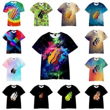 Kids Prestonplayz 3D Flame Print Casual Short Sleeve T shirt Youtube Tshirt Tops