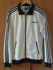 Adidas Originals White Blue Beckenbauer Tracksuit Top Jacket Med retro/vintage