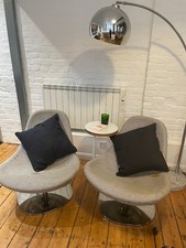 1 x Grey Fabric Ikea Tirup Egg Chair -  Iconic Vintage Ikea Chrome Plating Base