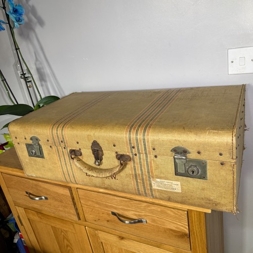 Vintage tweed suitcase luggage - tweed,